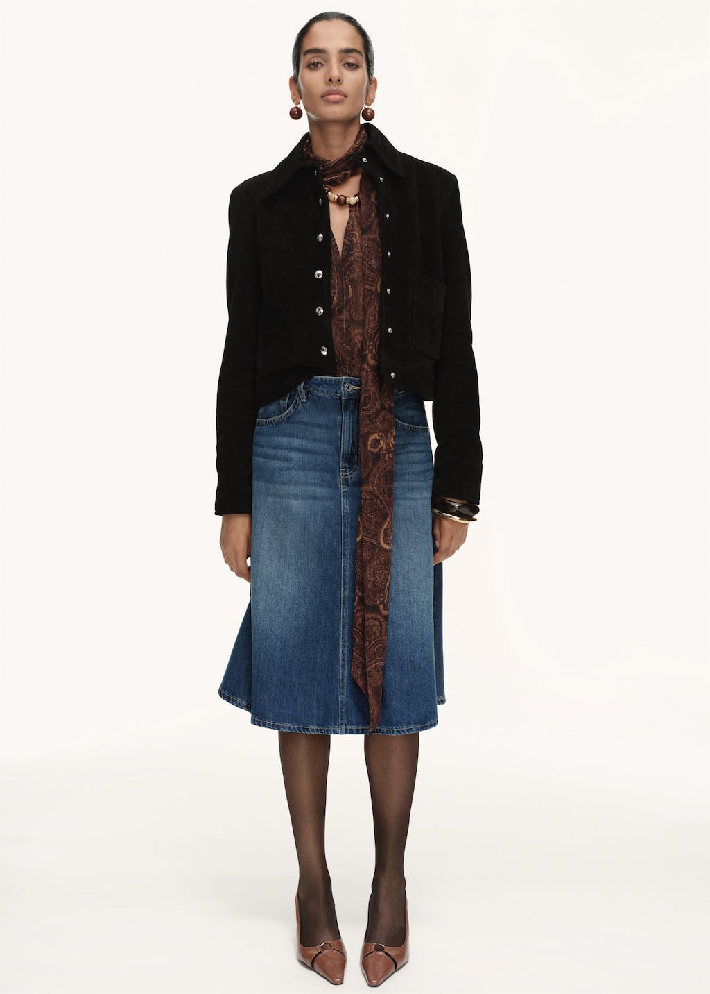 Mango Midi Denim Skirt Dark Blue In Blue