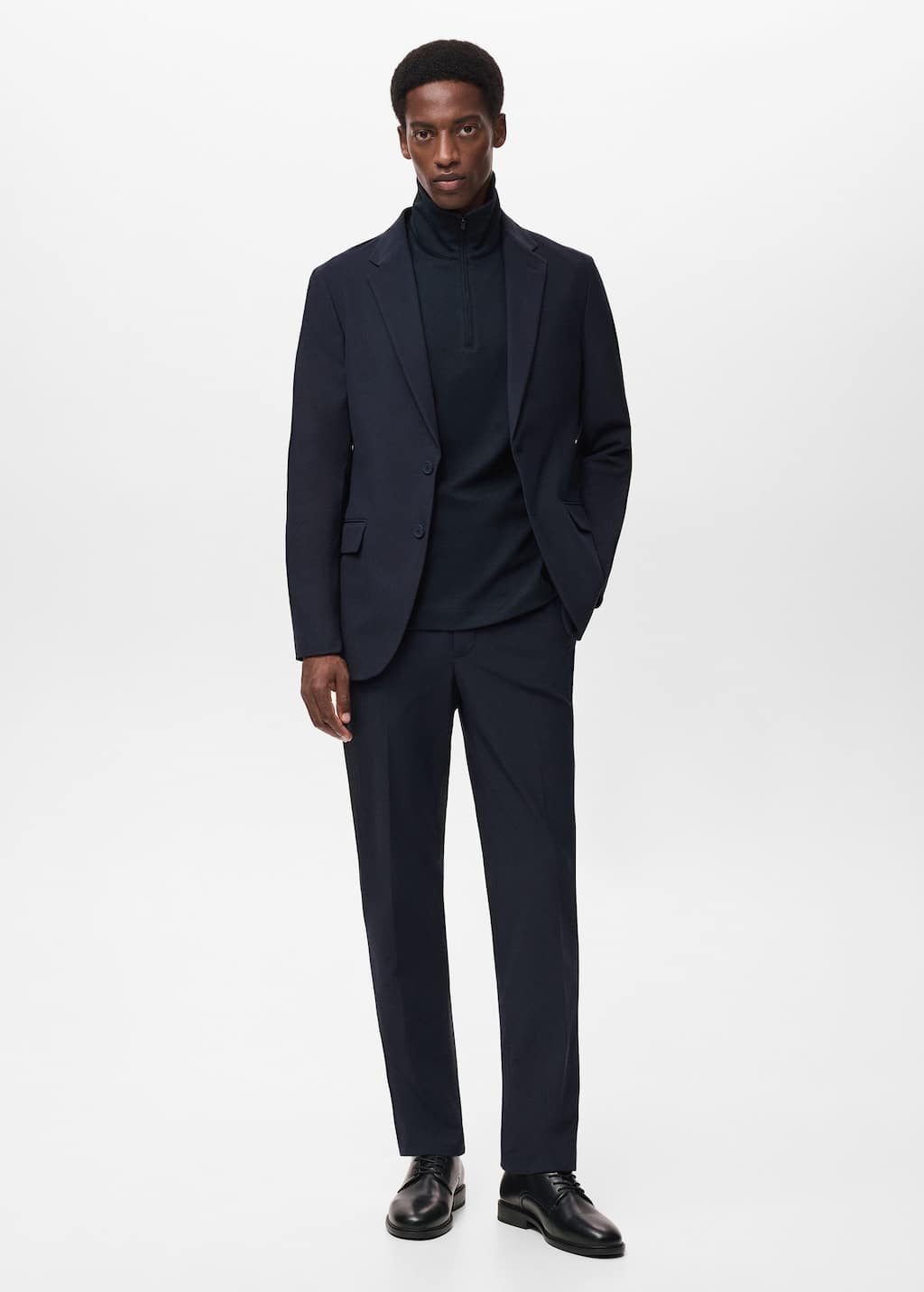 Mango Man Zurich Slim-fit Thermolite Suit Trousers Navy In Blue