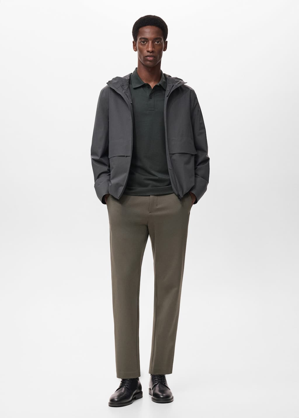 Mango Man Stretch Fabric Slim-fit Trousers With Drawstring Medium Brown In Brown