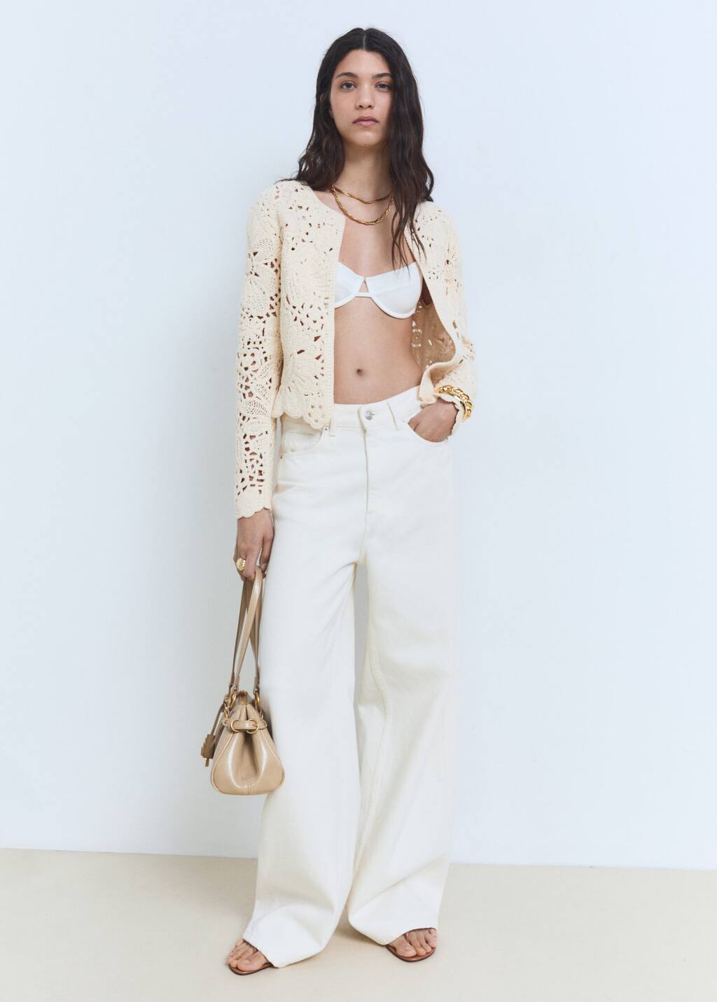 Mango Jacket Ecru In Ecru