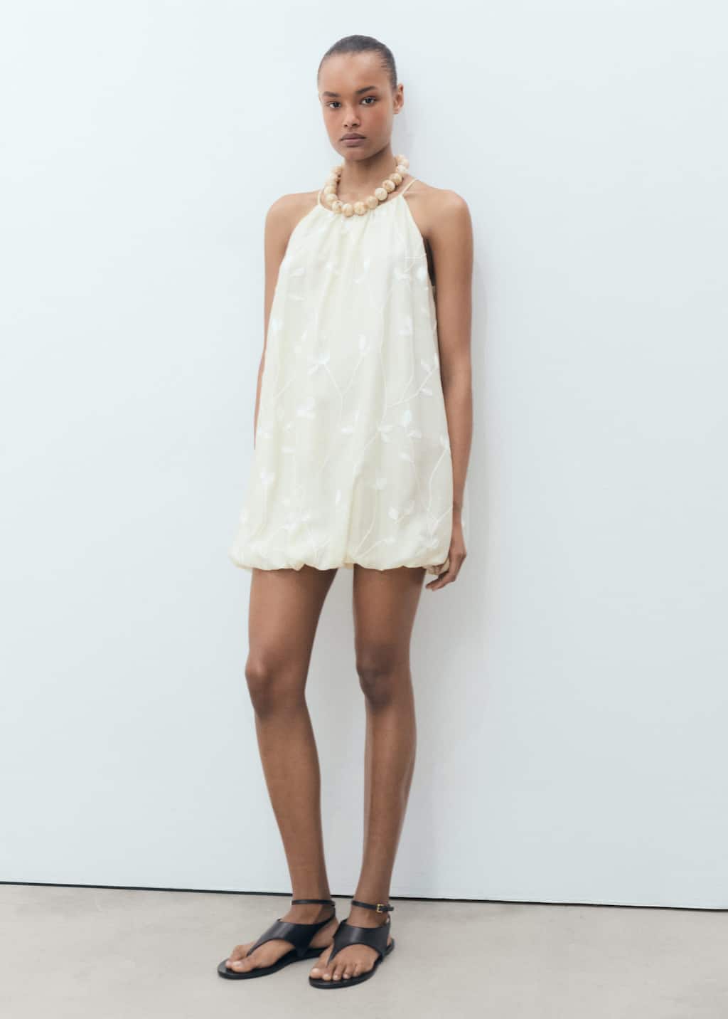 Balloon halter dress ecru - Woman - 8 - MANGO