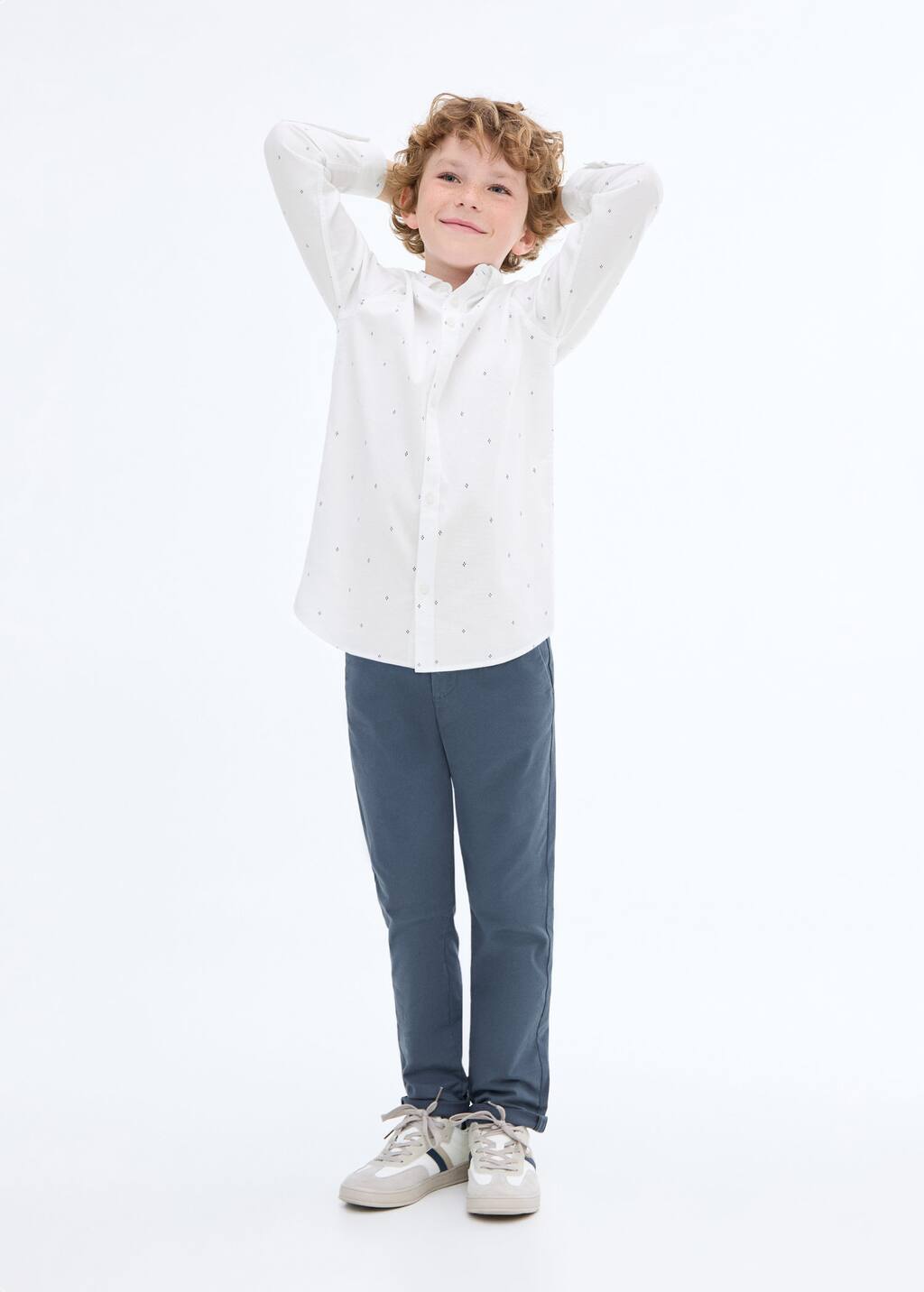 Mango Plain Chino Trousers Blue In Blue