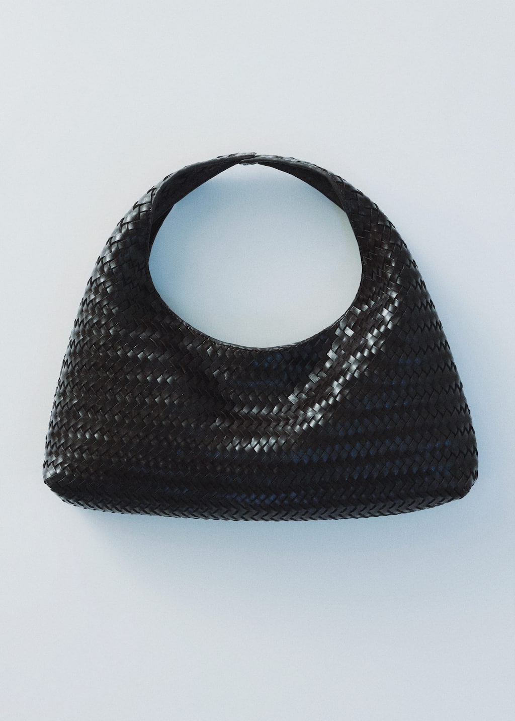 Mango Sac À Main Cuir Tressé Noir - Femme - Taille Unique -