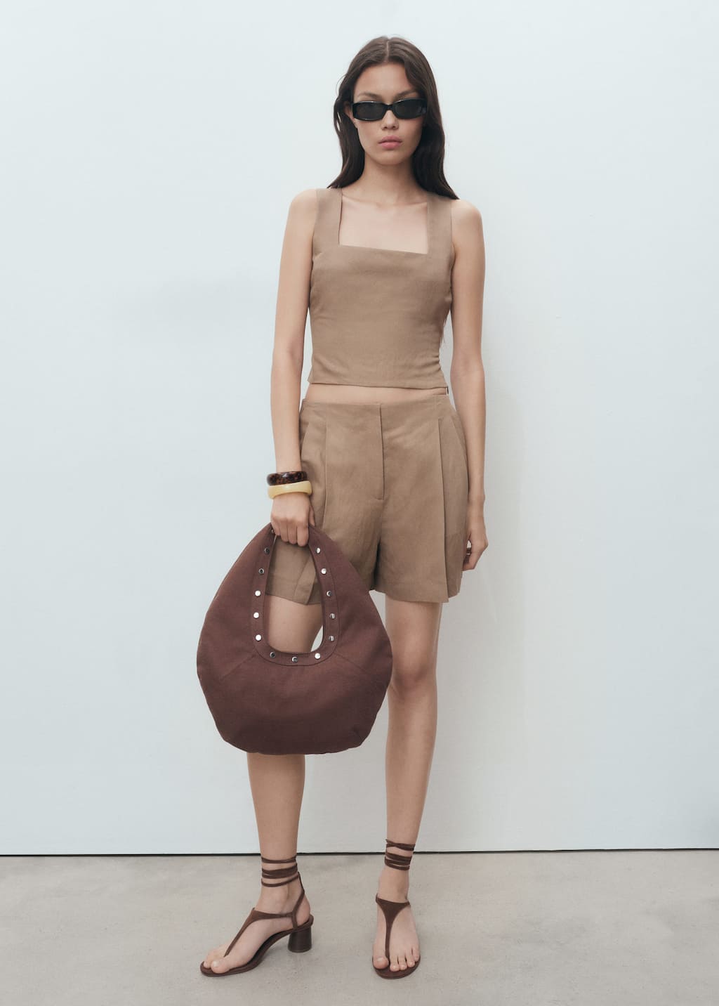 Mango Linen Bermuda Shorts Brown In Brown