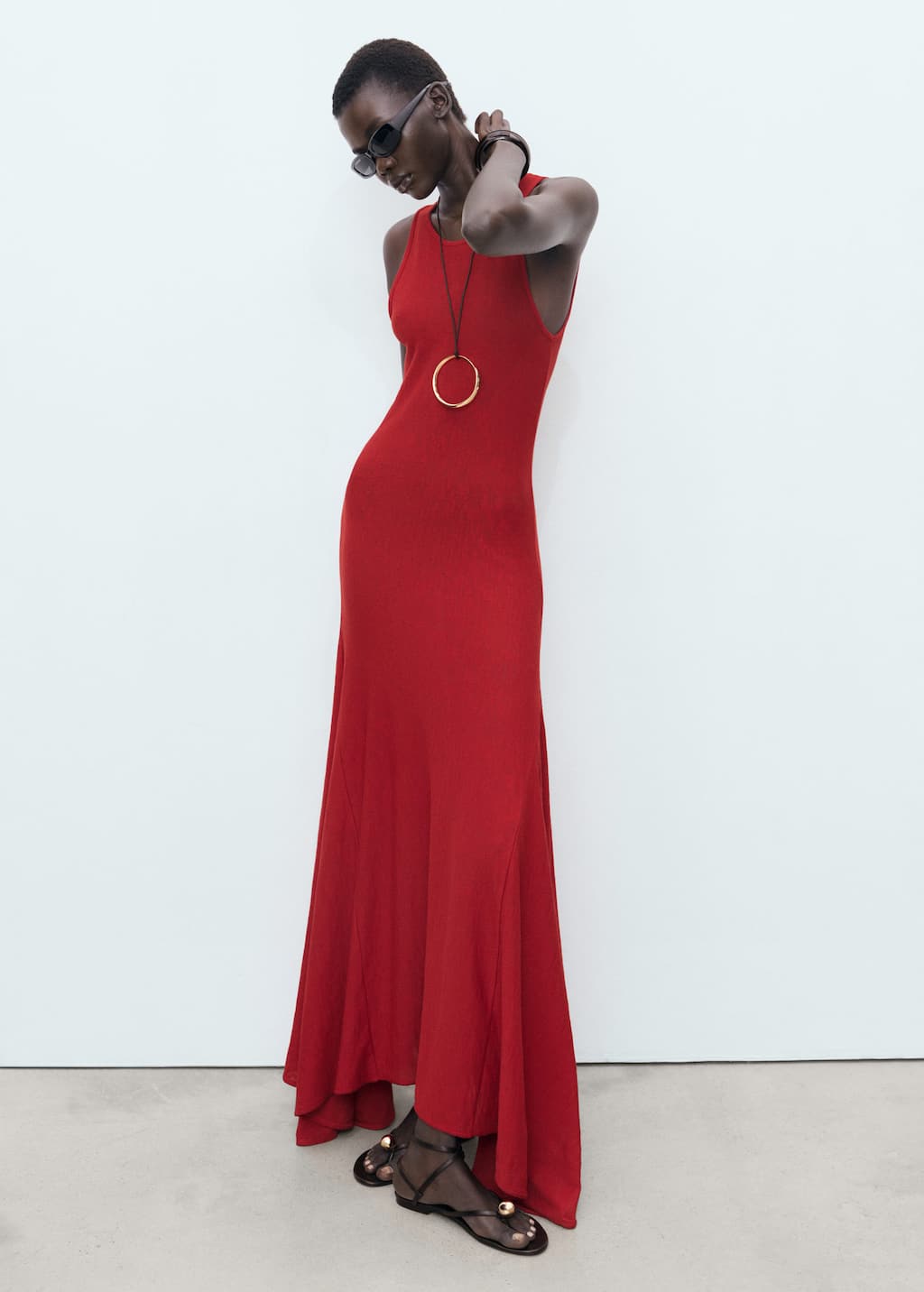 Mango Robe En Maille Bas Asymétrique Rouge - Femme - S - In Red