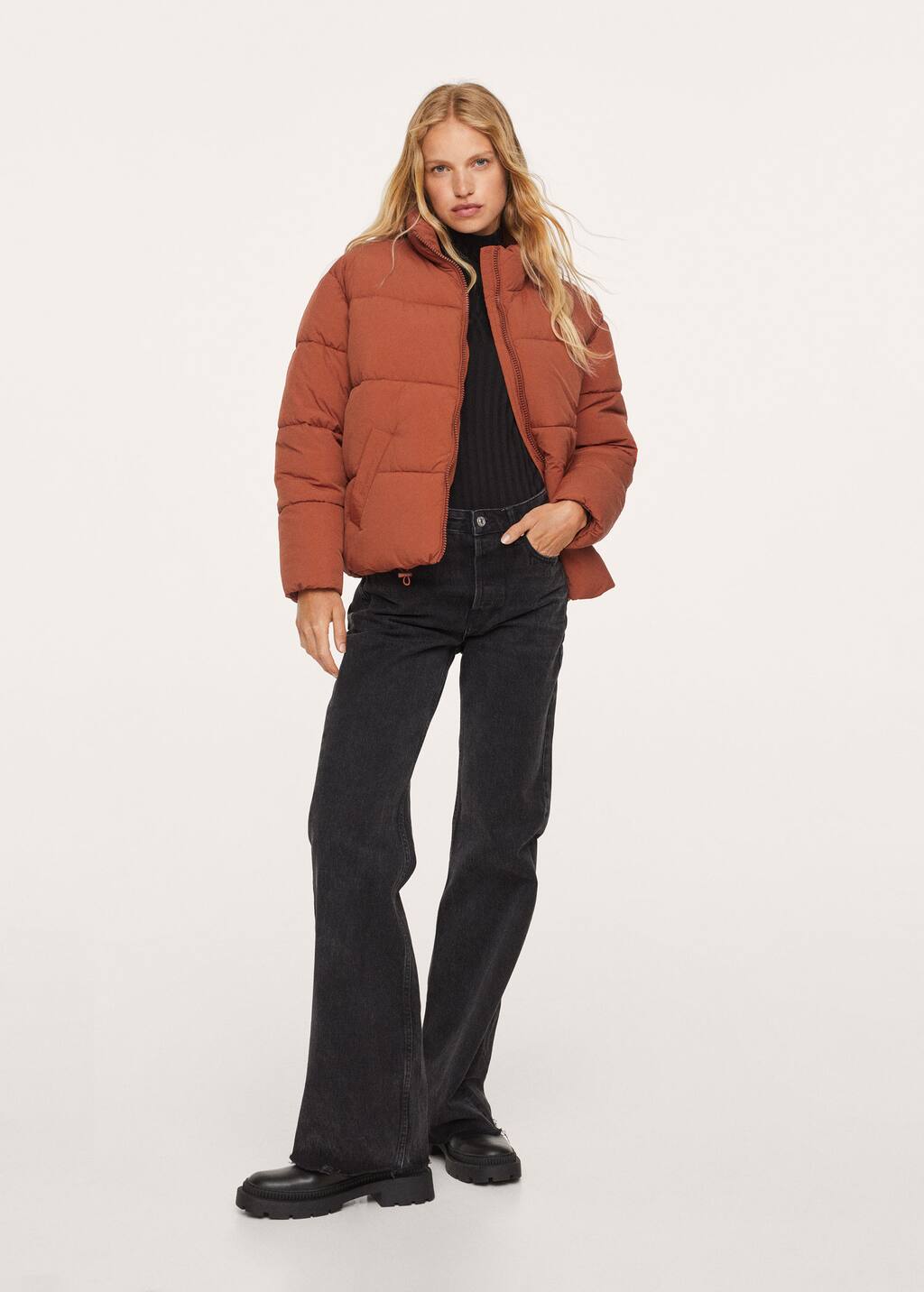 padded coat with side zips