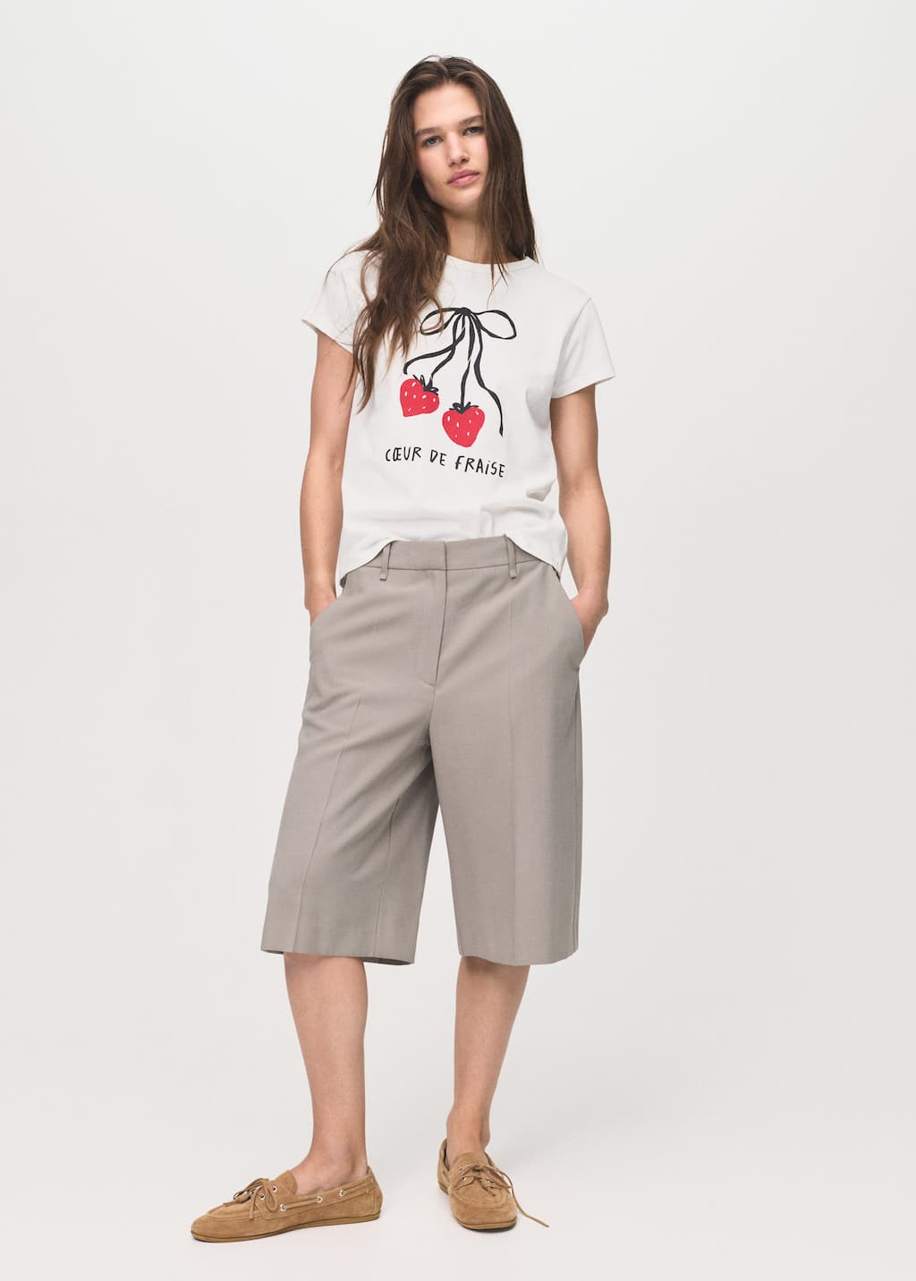 Mango Printed Cotton-blend T-shirt White In Gray