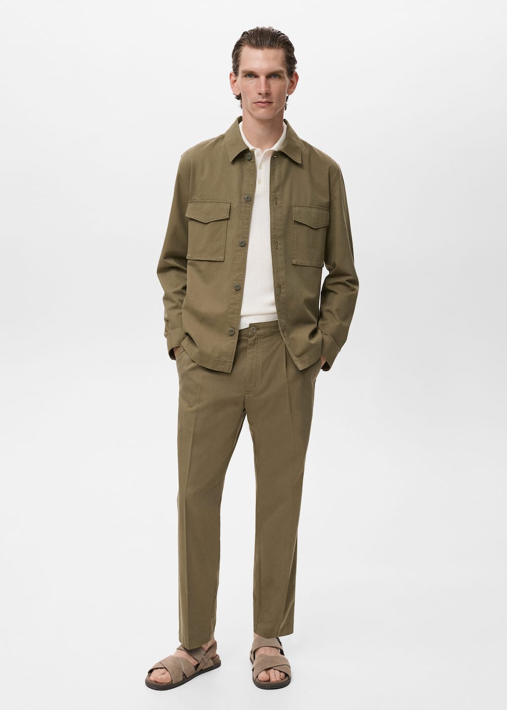 Mango Man Straight Cotton Jacket With Buttons In Brown