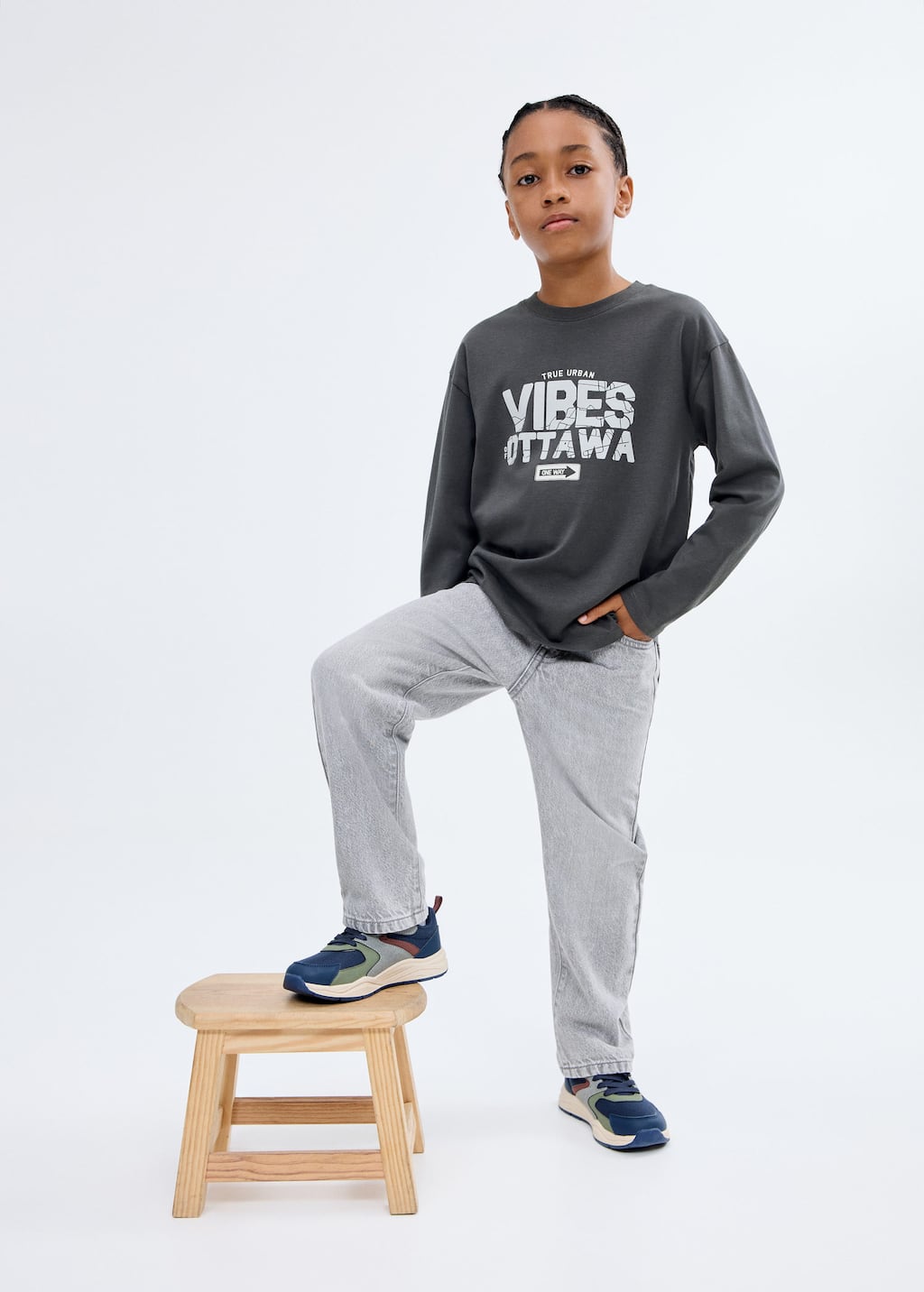 Mango T-shirt Imprimé Manches Courtes Gris Anthracite - Enfants - 13-14 Ans - Kids