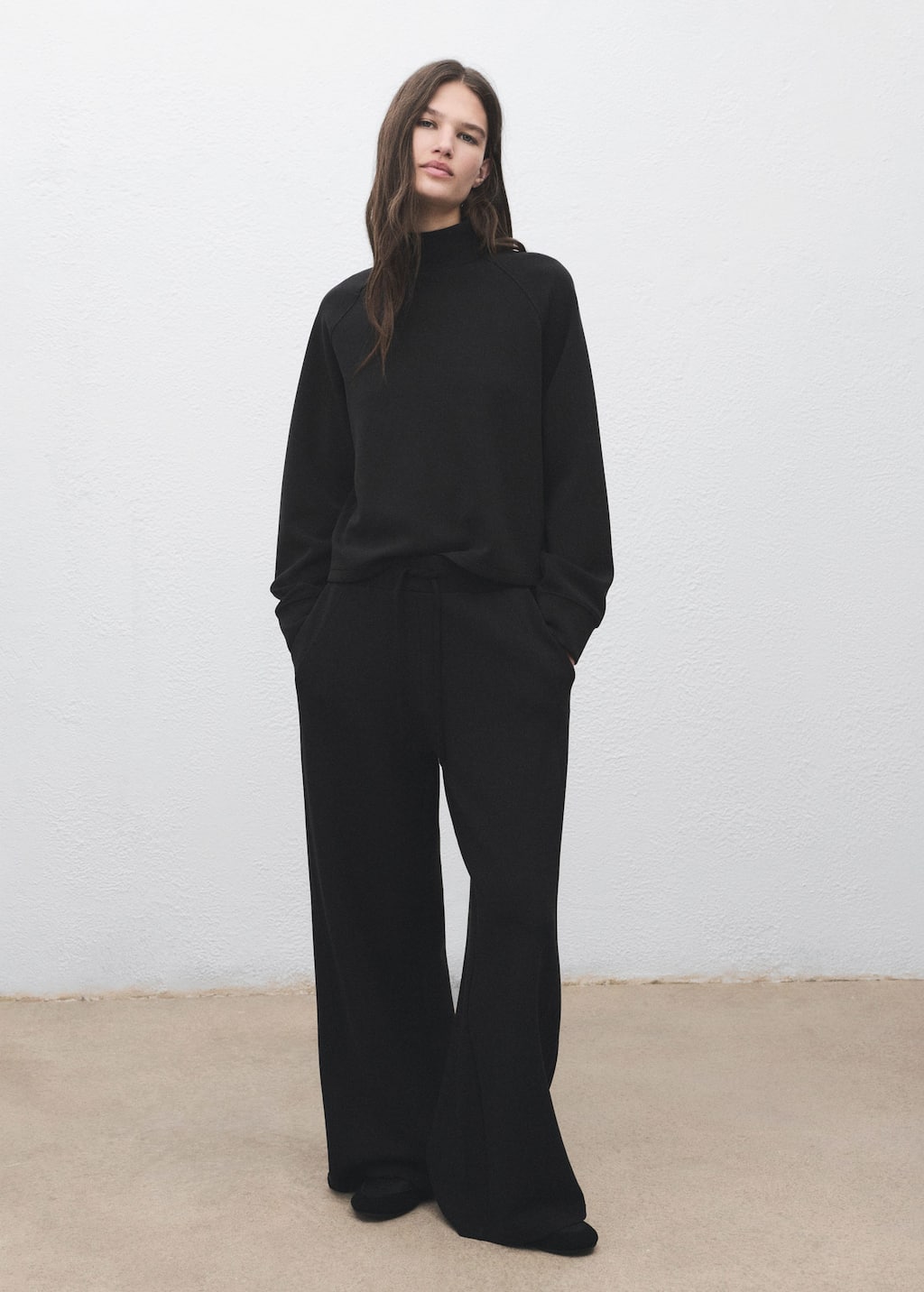 Mango High Collar Sweatshirt Black