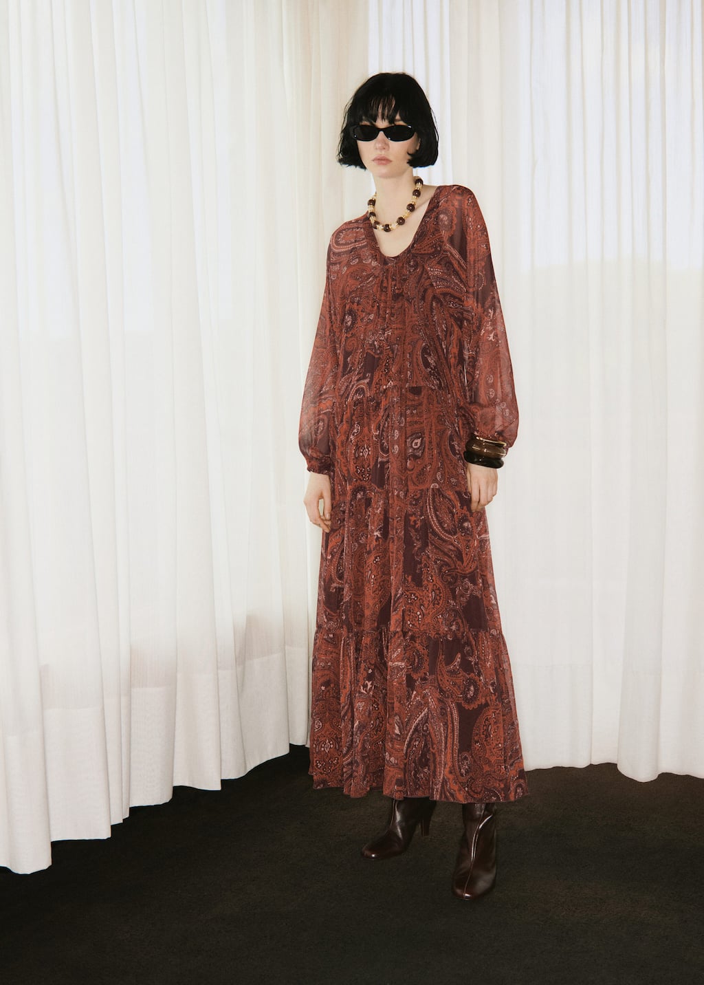 Oversized paisley print dress