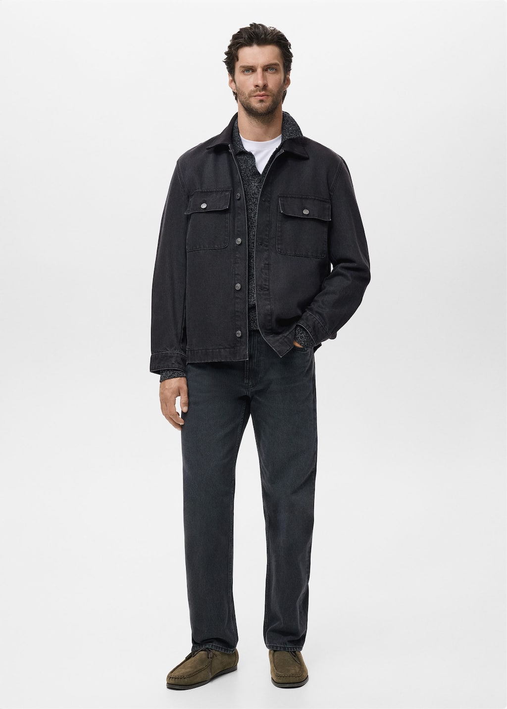 Mango Man Blouson En Jean Poches Black Denim - Homme - L -  In Black
