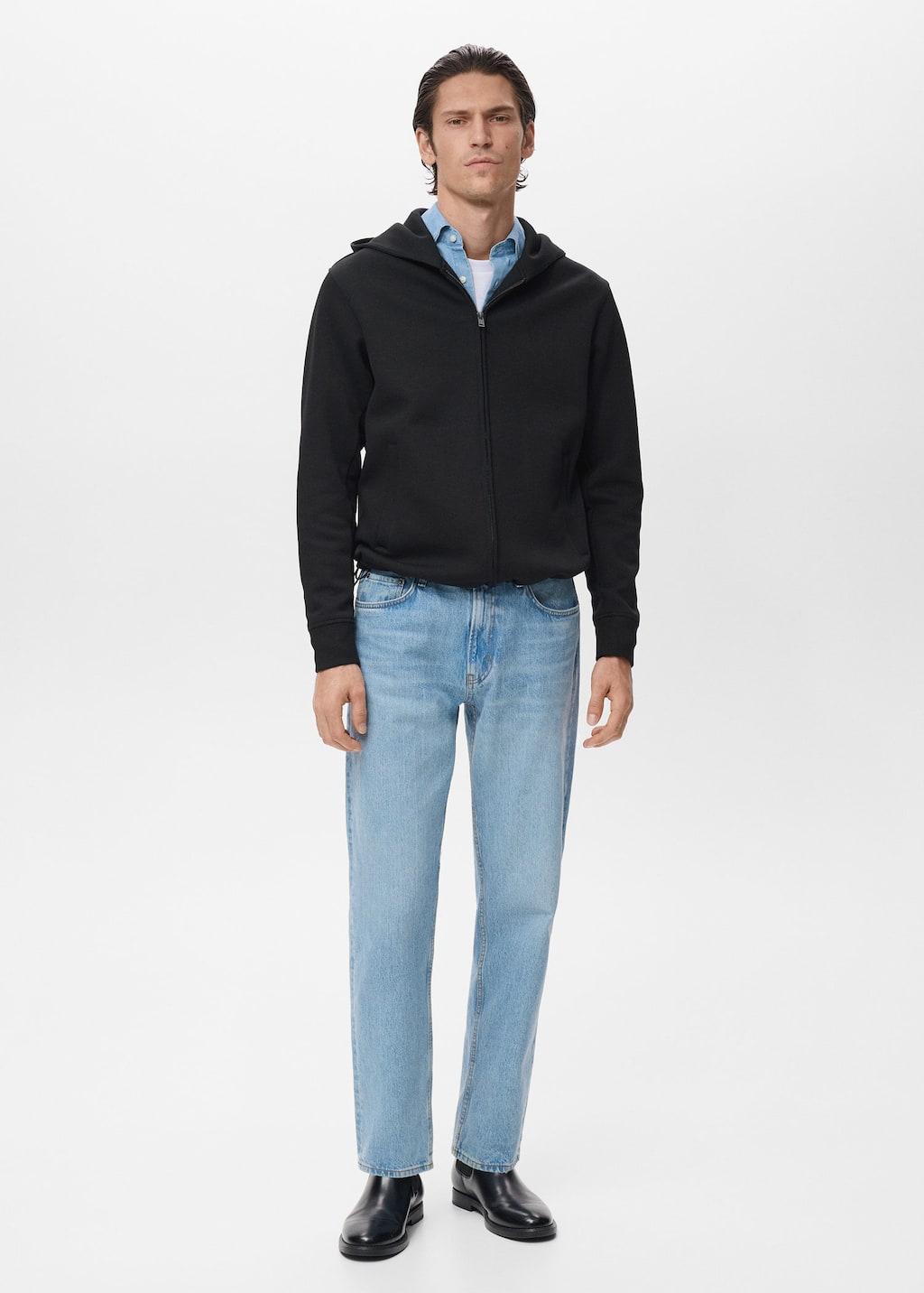 Mango Man Zip-up Hoodie Black In Black