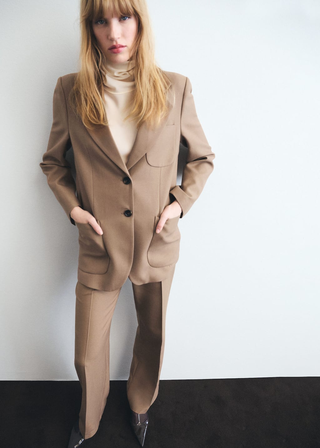 Mango Wool-blend Jacket With Pockets Medium Brown In Brown