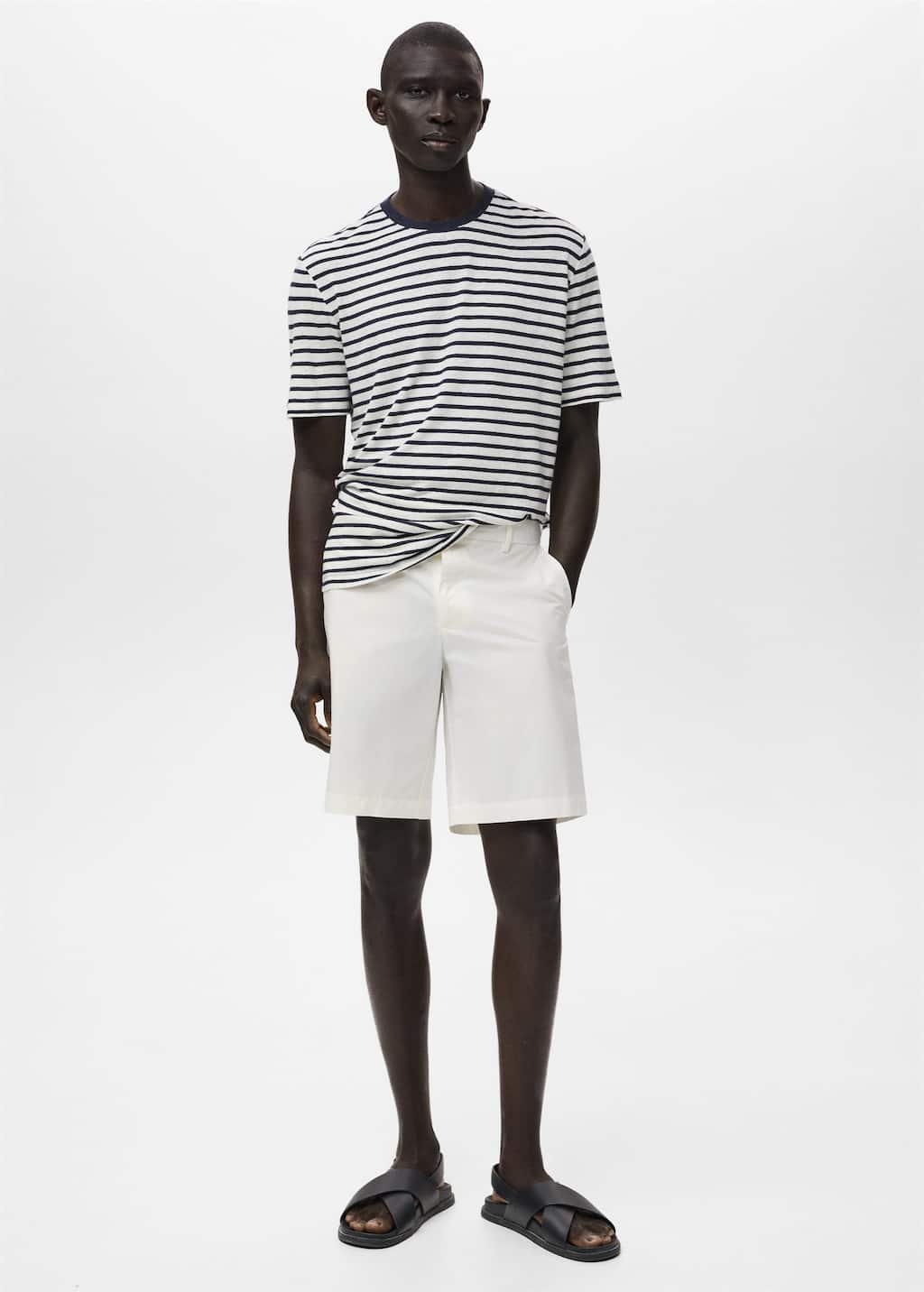 Mango Man 100% Cotton Bermuda Shorts Off White
