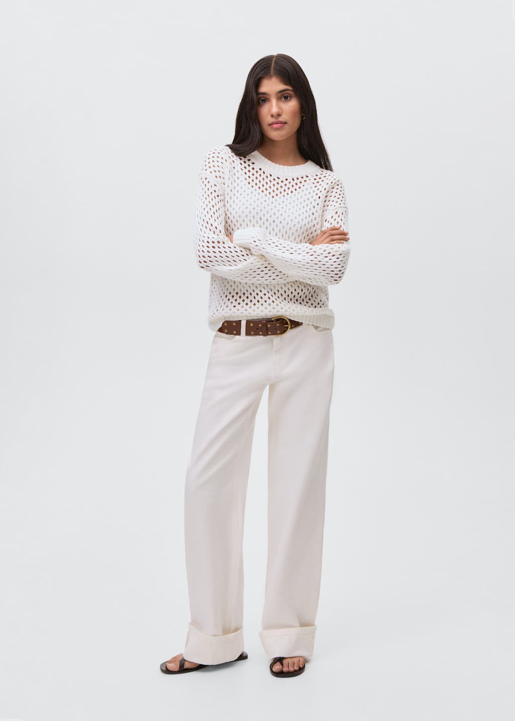 Openwork knit sweater