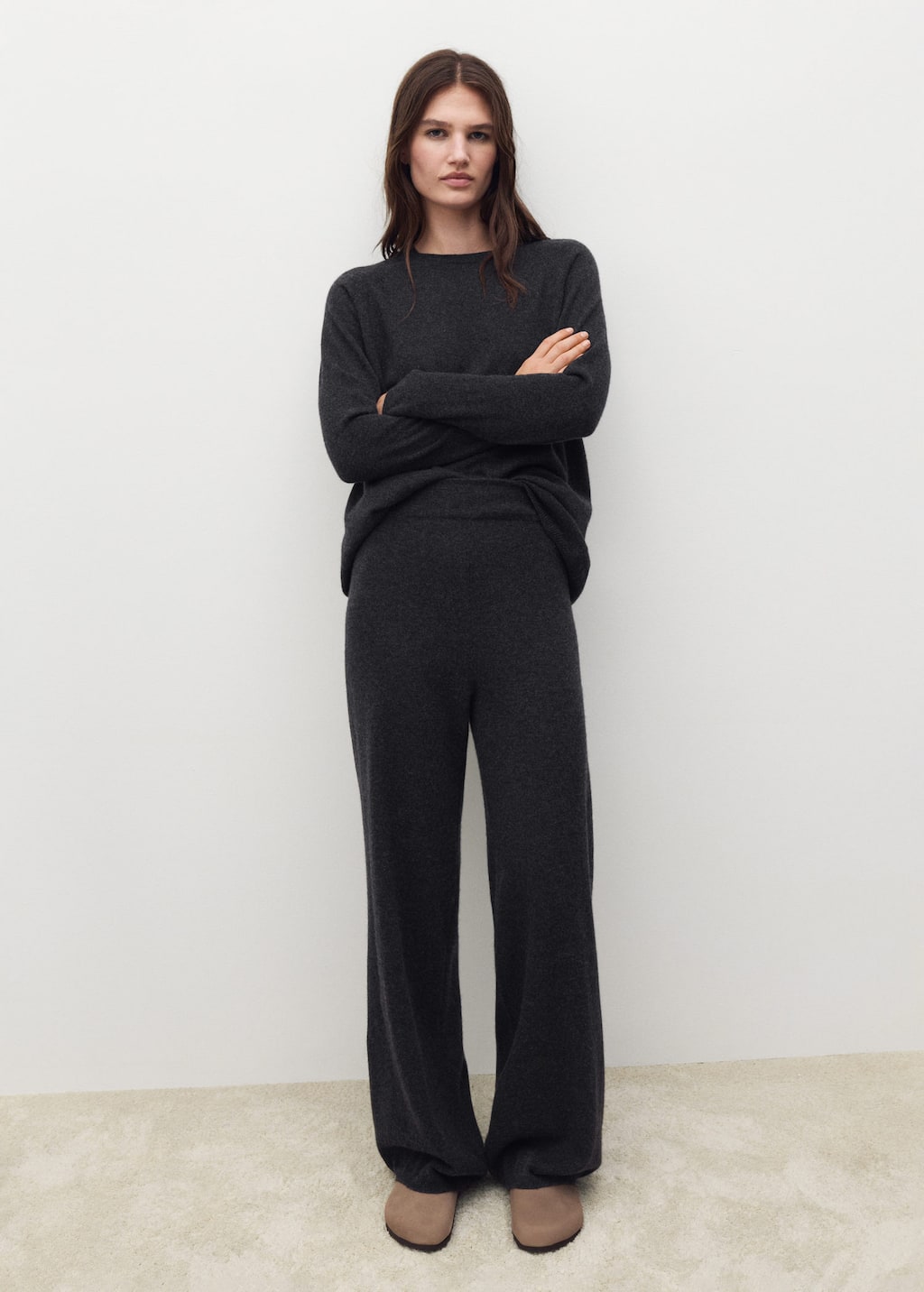 Mango Cashmere Straight Leg Jogger Pants In Black