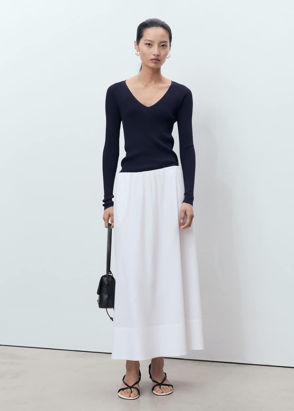 Mango V-neck Ribbed Knit Sweater In Blue