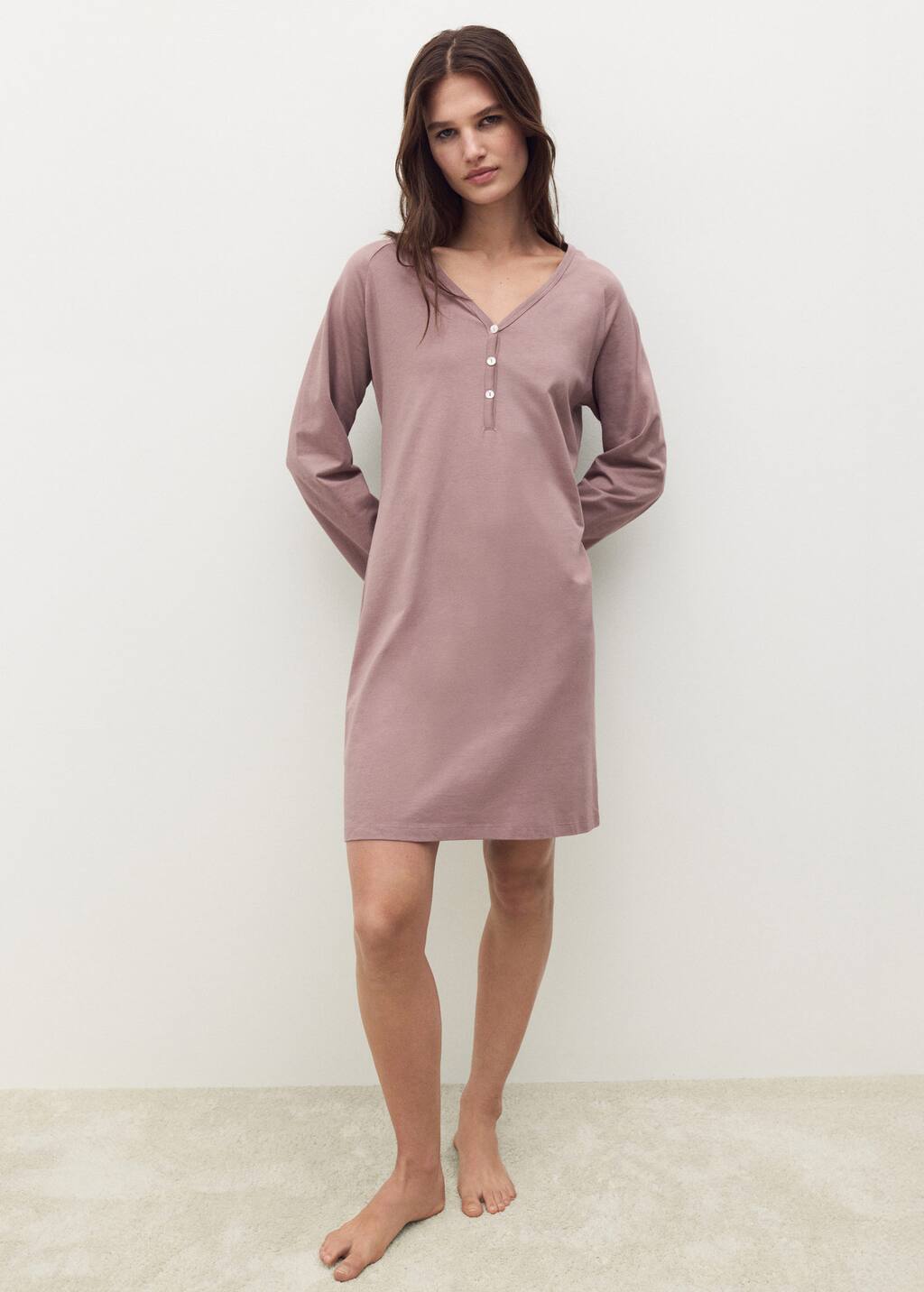 Mango Nuisette Coton Détails Boutons Marron Moyen - Femme - L -  In Pink