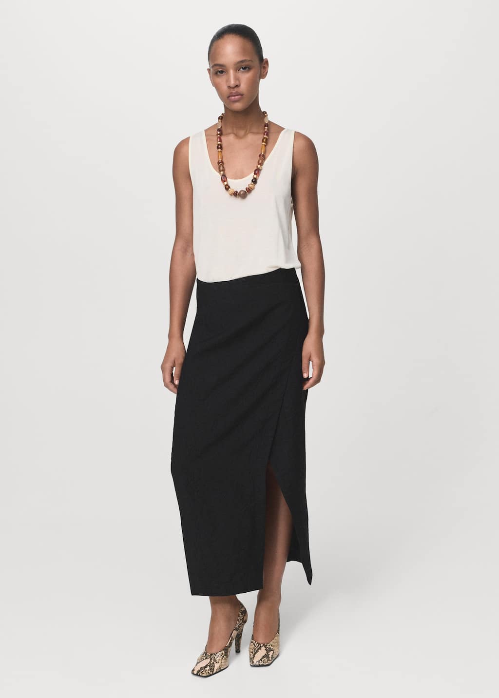 Mango Jupe Portefeuille Effet Froissé Noir - Femme - 36 -  In Black
