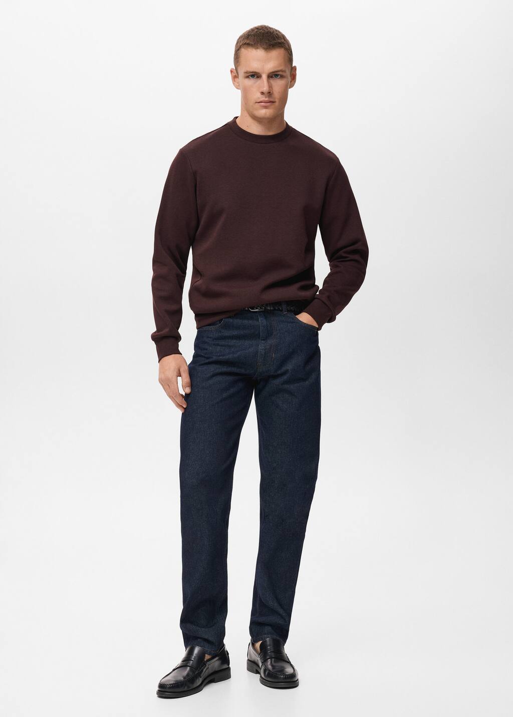 Mango Man Regular-fit Cotton Sweatshirt Wine In Burgundy