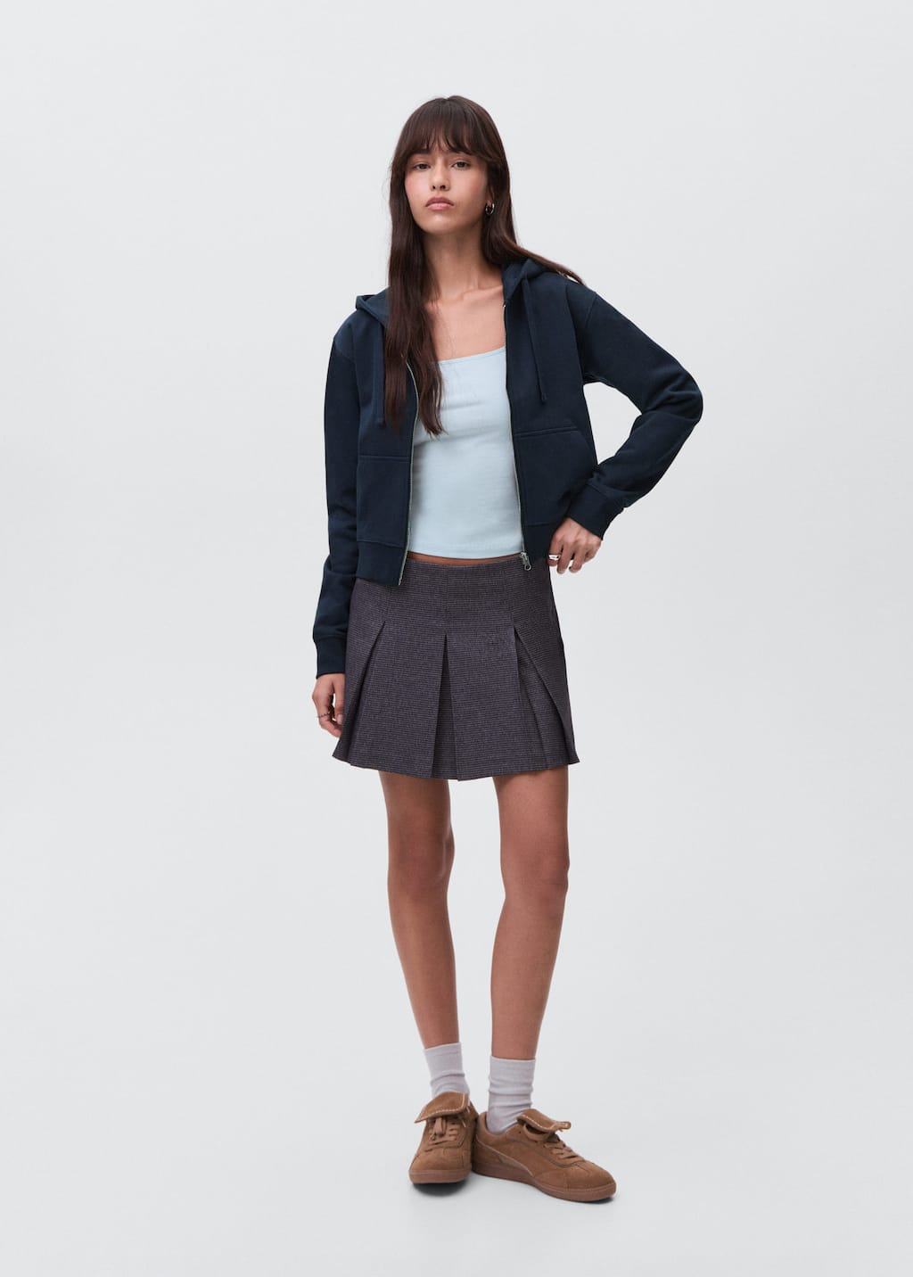 Mango Teen Zipped Hoodie Dark Navy In Blue