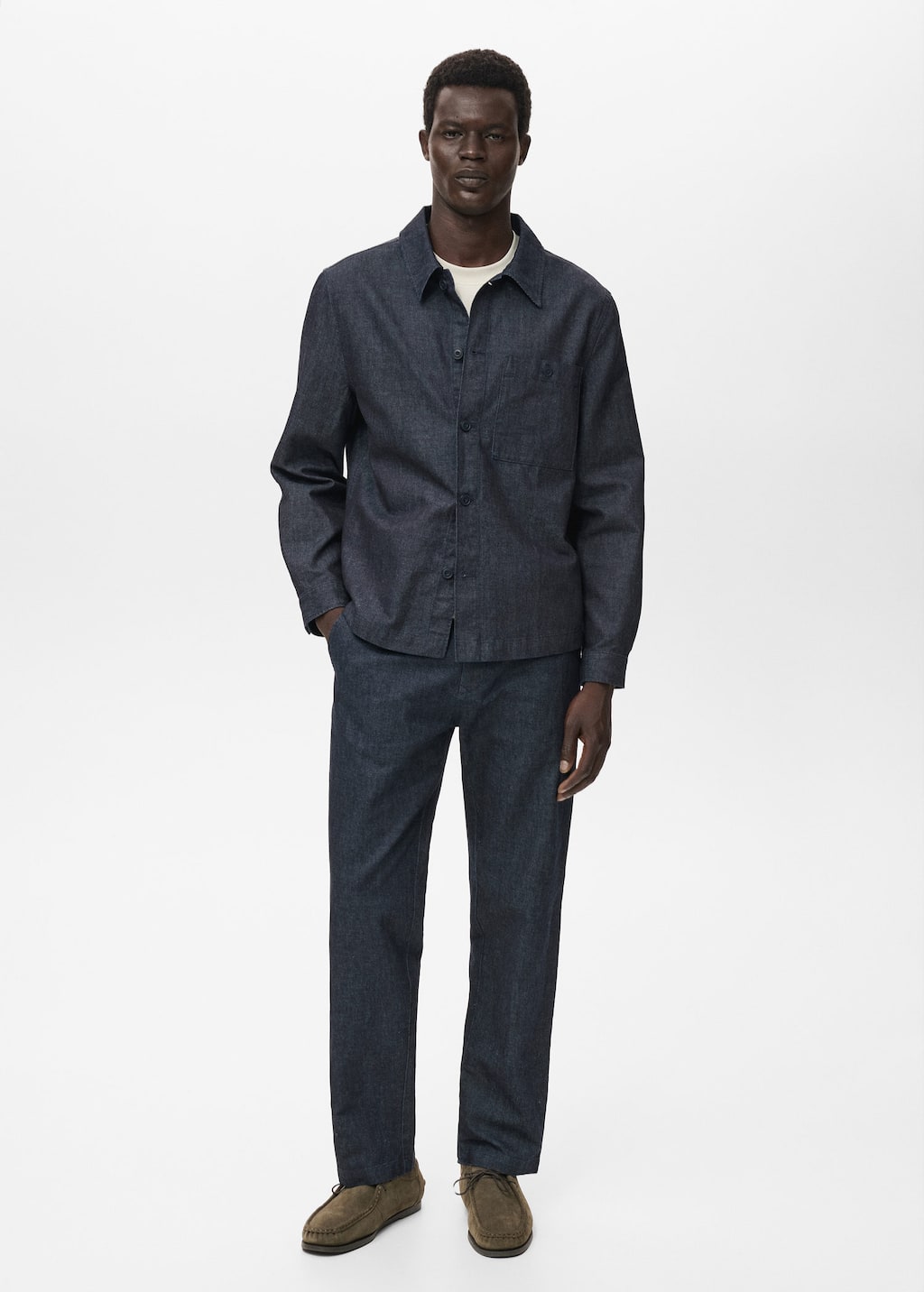 Mango Man Dark Wash Straight Fit Jeans In Blue