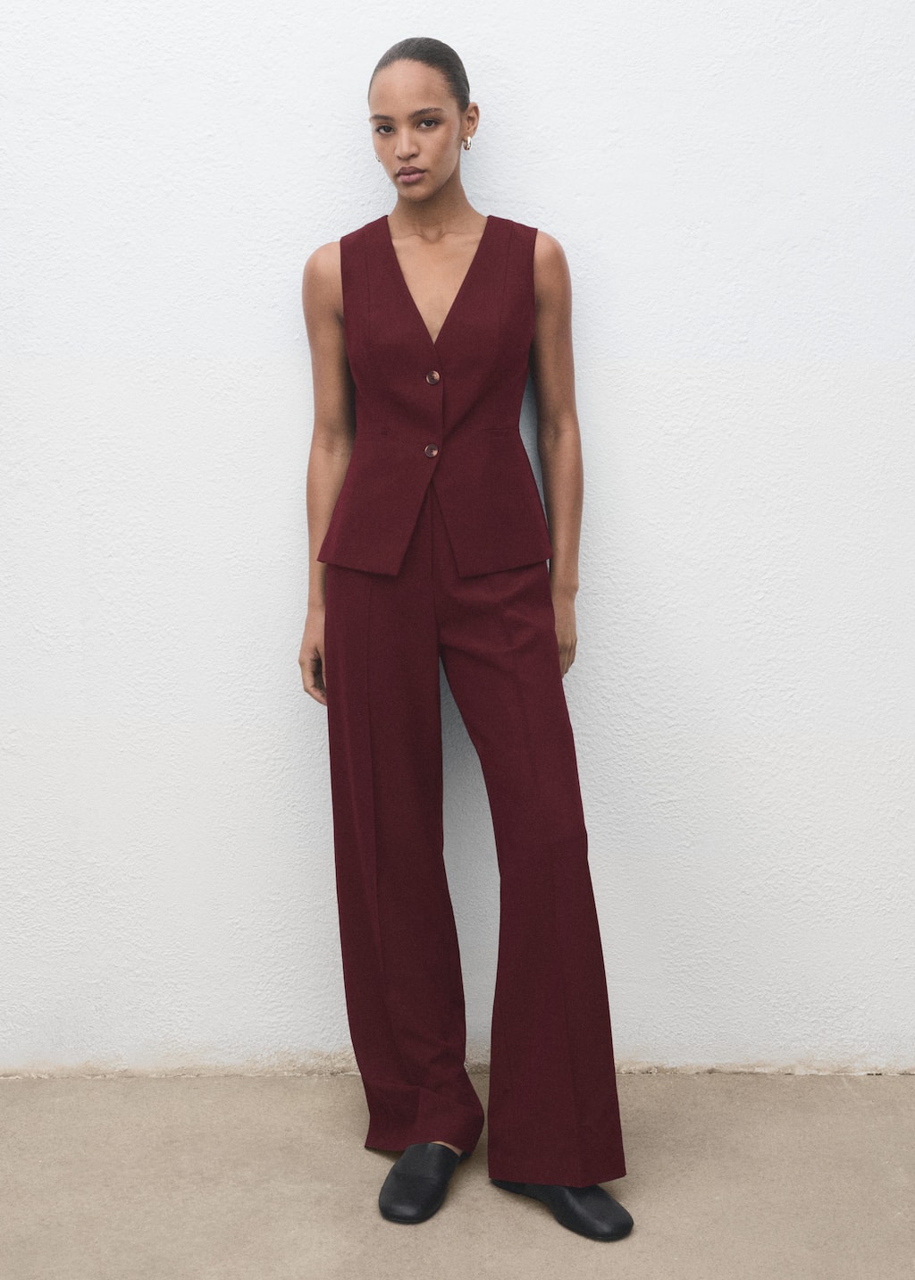 Mango Combinaison Style Tailleur Bordeaux - Femme - M - In Burgundy