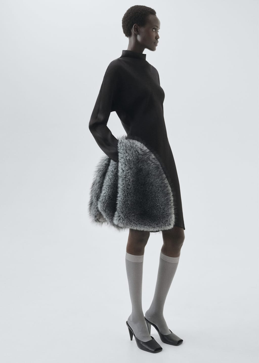 Mango Long Ribbed Socks Grey In Gray