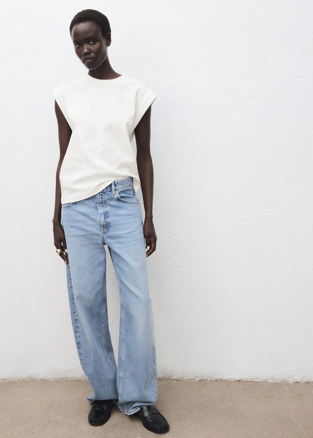 Mango Cotton Sleeveless T-shirt White