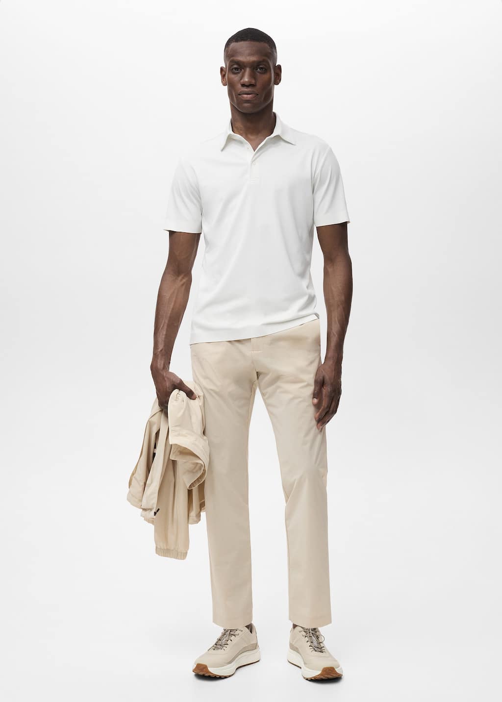 MANGO MAN COOLMAX SLIM FIT POLO SHIRT WHITE