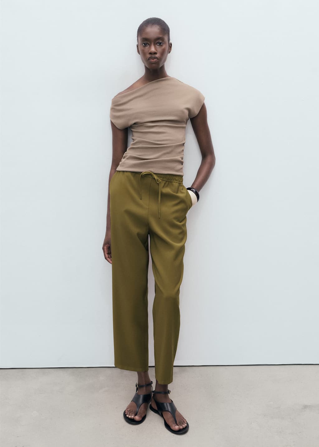 Mango Elastic Waist Flowy Pants
