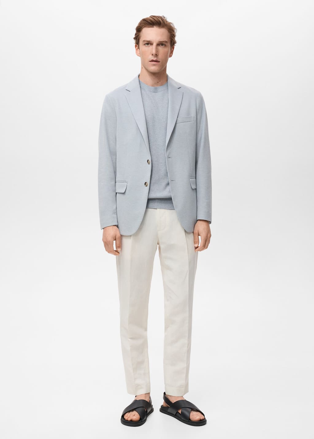 Mango Man Verner Slim-fit Cotton Jacket Sky Blue