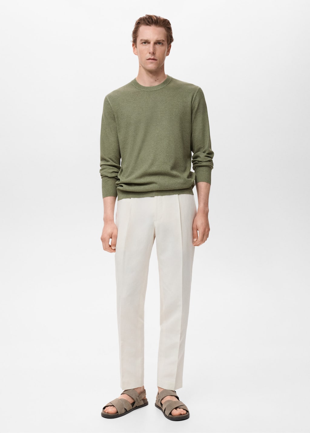Fine-knit sweater green - Man - XL - MANGO MAN