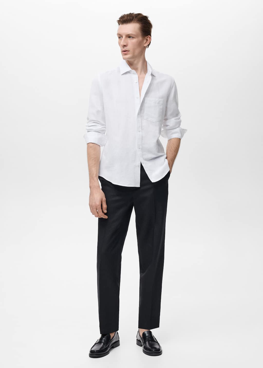 Mango Man Chemise Lin Poche Blanc - Homme - Xxl -