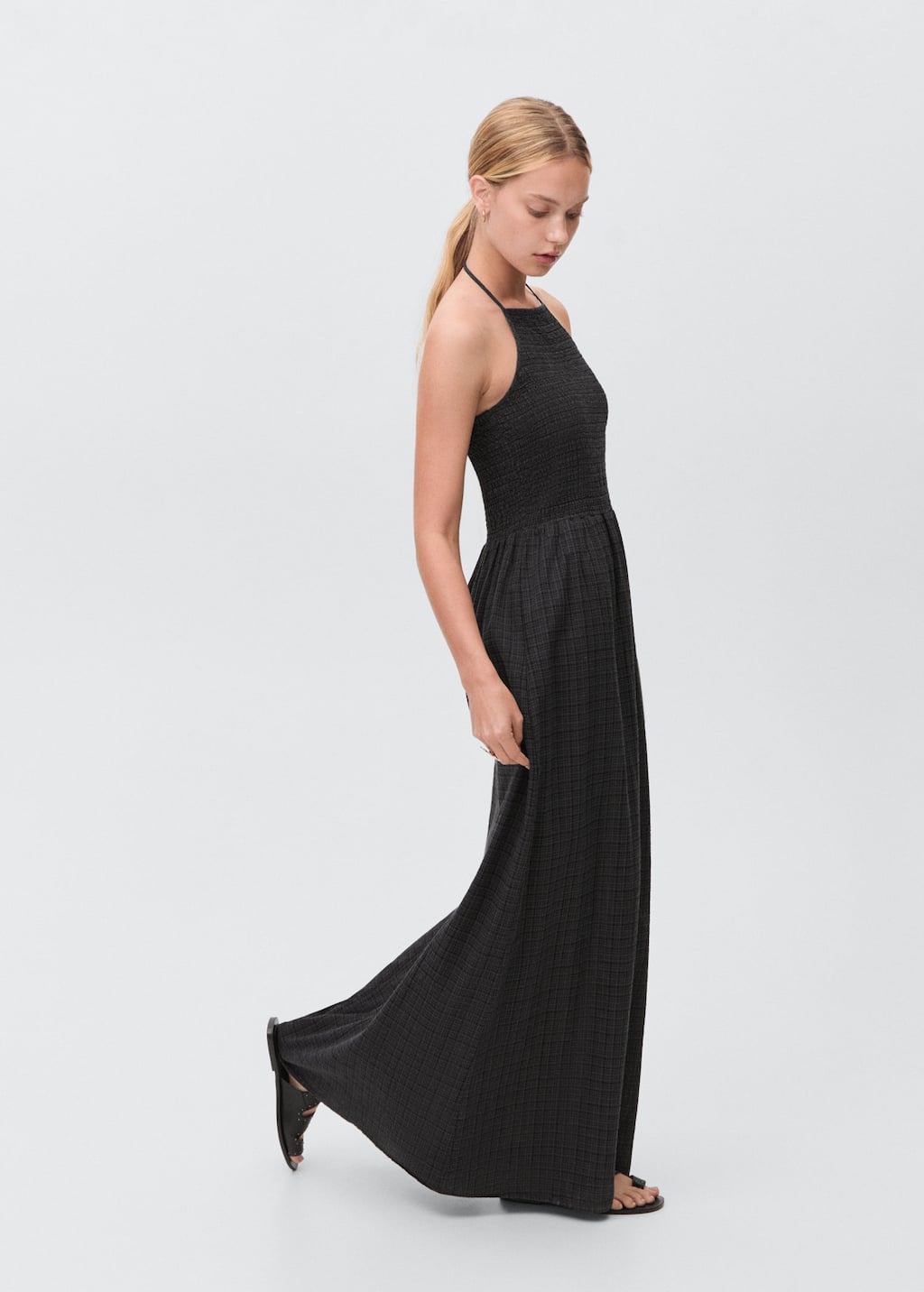Mango Teen Long Halter-neck Dress Black