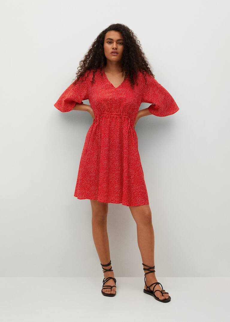 mango printed ruched dress