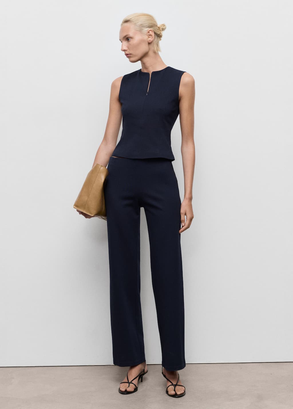 Mango Fitted Zip-up Top In Blue