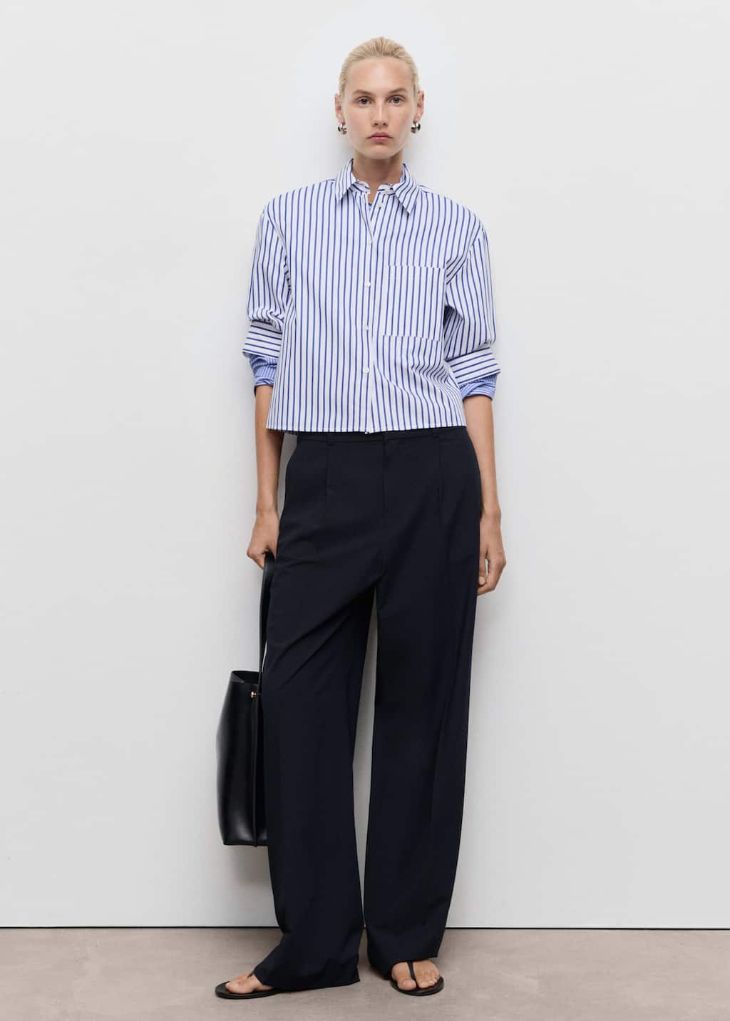 Mango Pantalon Wide Leg À Taille Basse Bleu Marine - Femme - 50 - In Blue