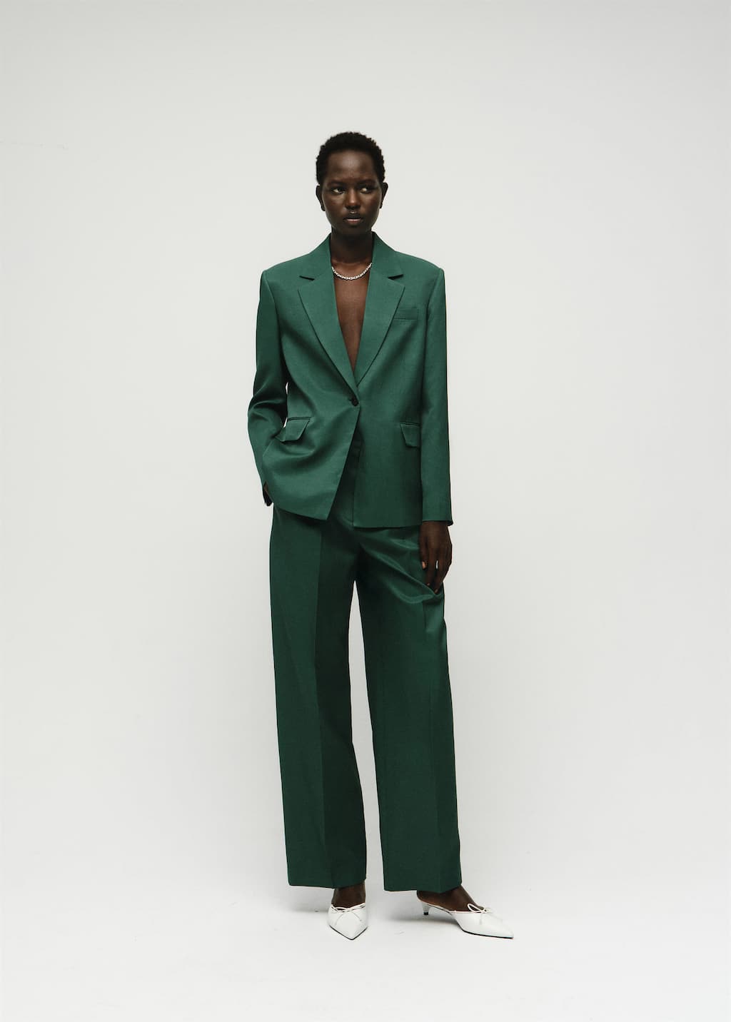 Mango Blazer Costume Lin Mélangé Vert - Femme - Xxl - In Green