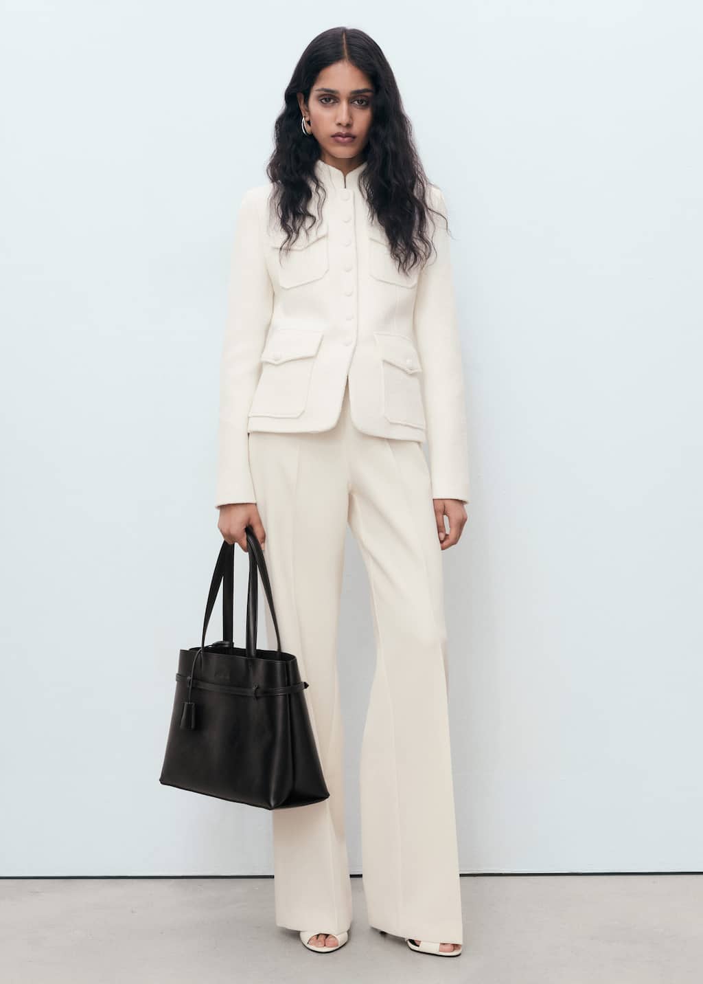 Mango Bouclé Jacket With Pockets In Neutral