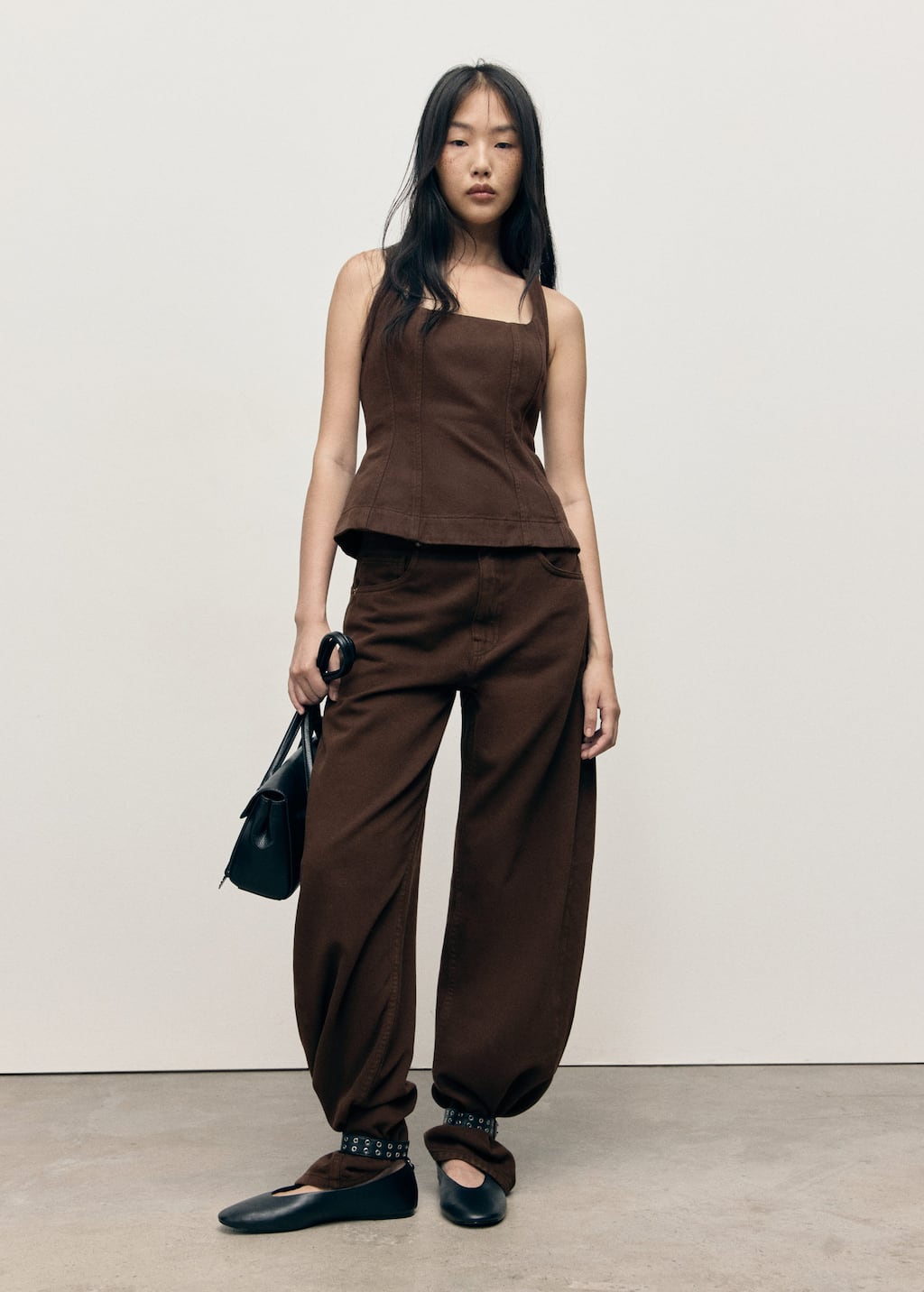 Mango Haut Croisé En Lin Lyocell Chocolat - Femme - M - In Brown
