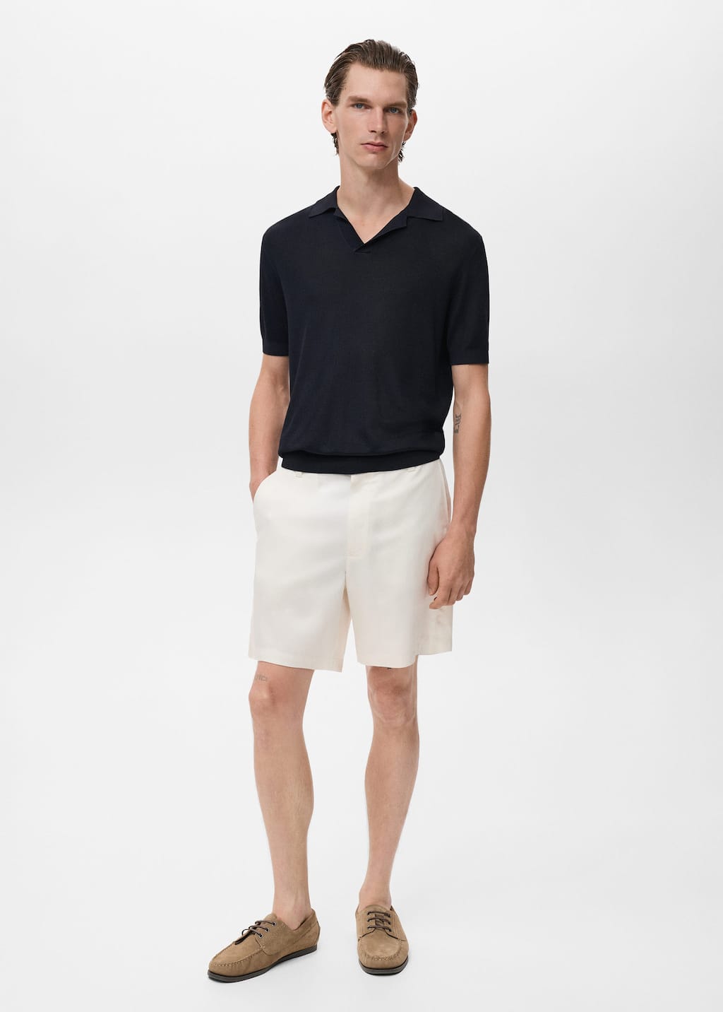 Mango Man Fine-knit Cotton Polo Shirt Petrol Blue In Blue