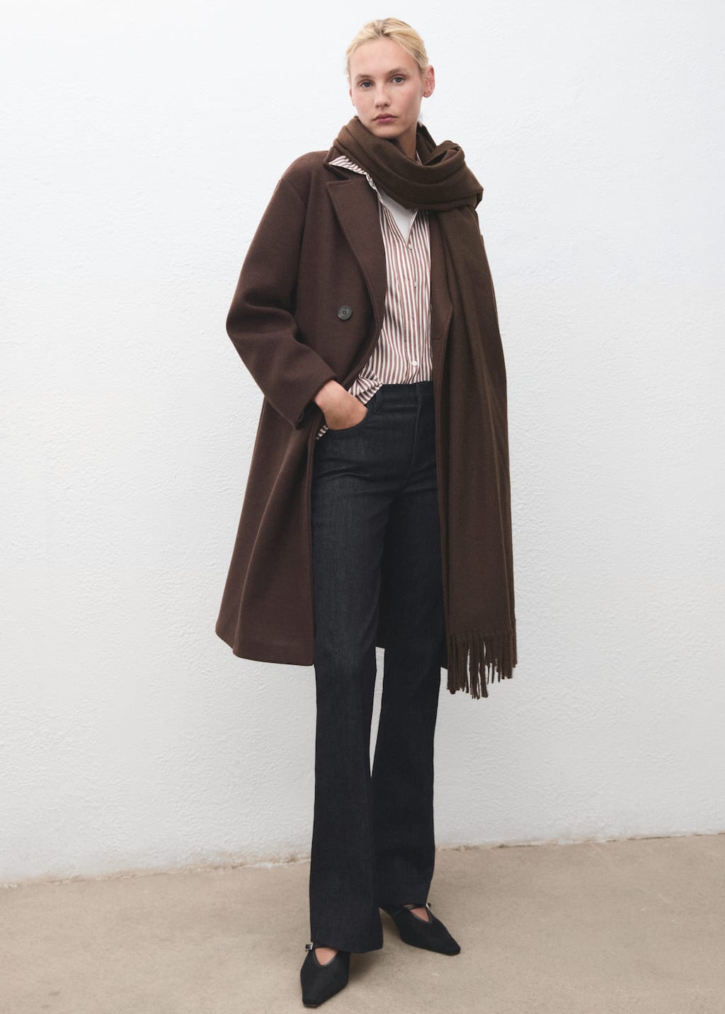 Mango Écharpe À Franges Chocolat - Femme - Taille Unique - In Brown