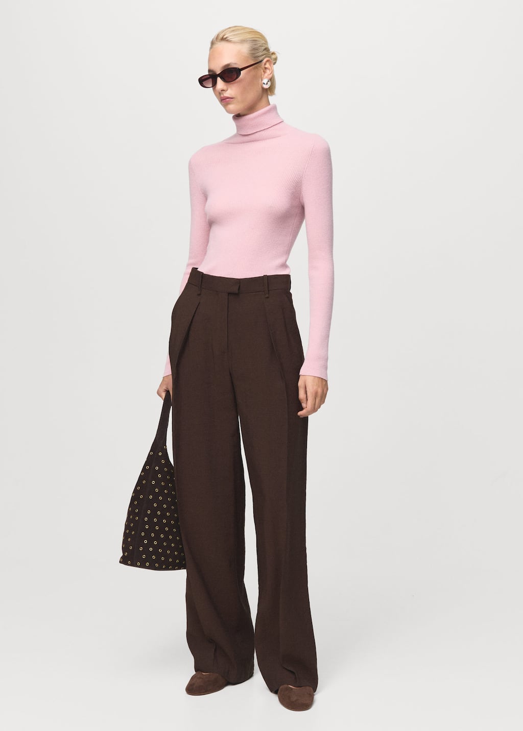 Mango Turtleneck Wool Sweater Pastel Pink In Pink