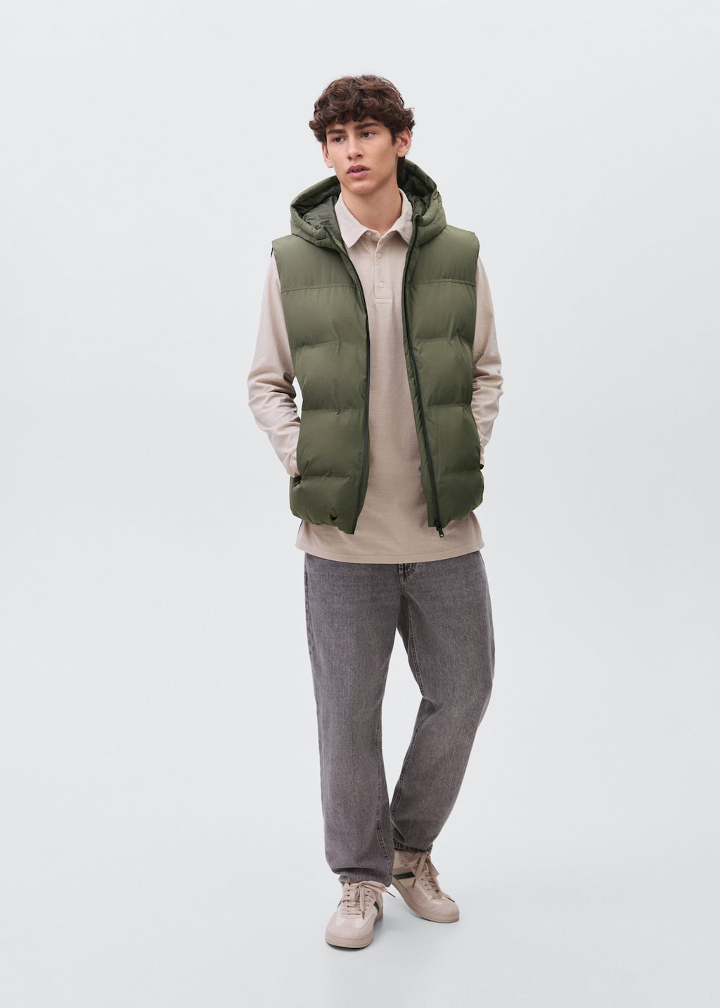 Mango Teen Quilted Vest In Green