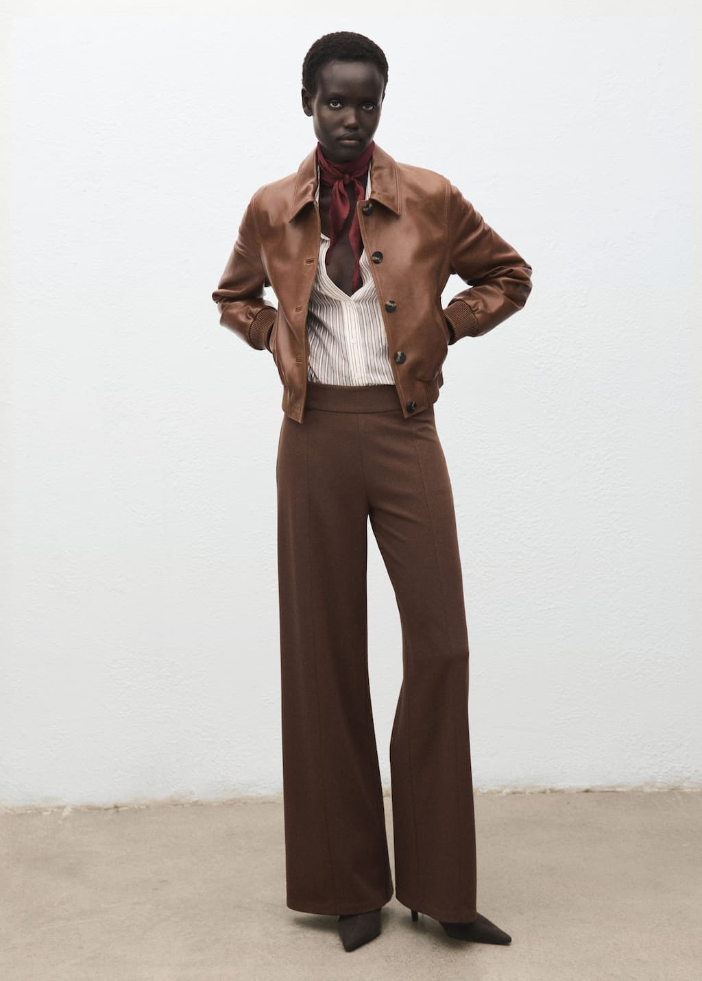 Mango High-waist Straight Trousers Medium Brown
