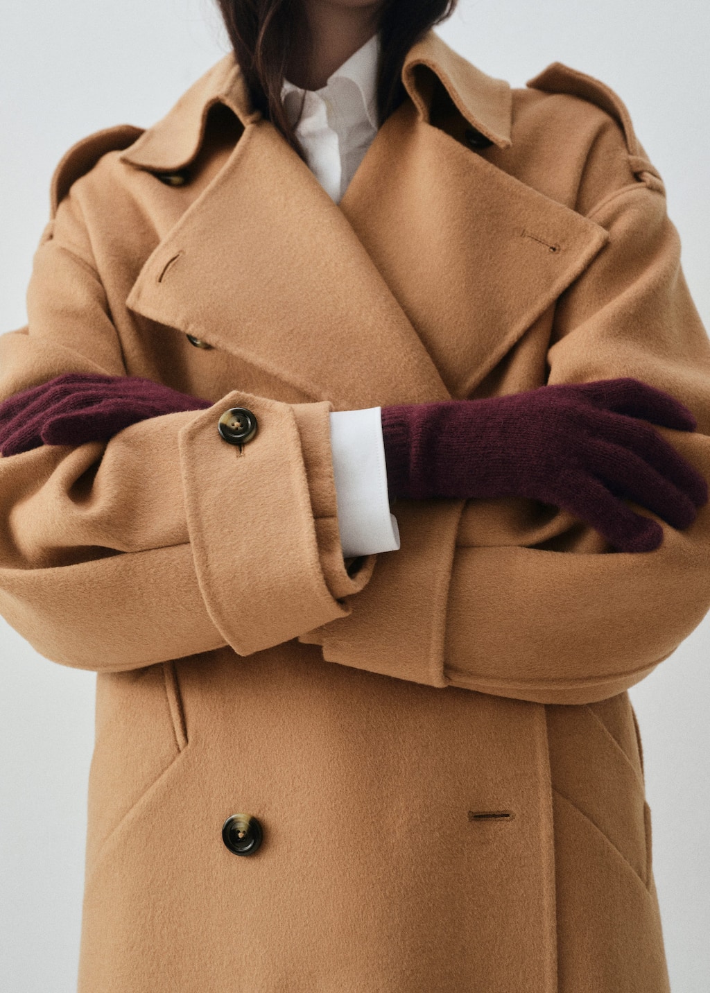 Mango 100% Cashmere Gloves Burgundy