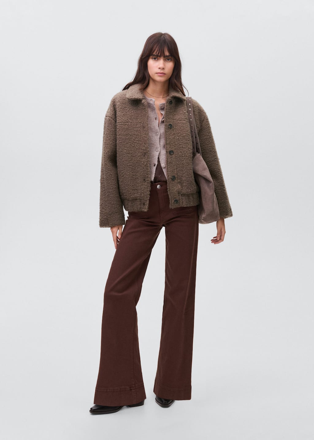 Mango Teen Blouson Bomber Imitation Mouton Marron - Fille - Xl -  In Brown