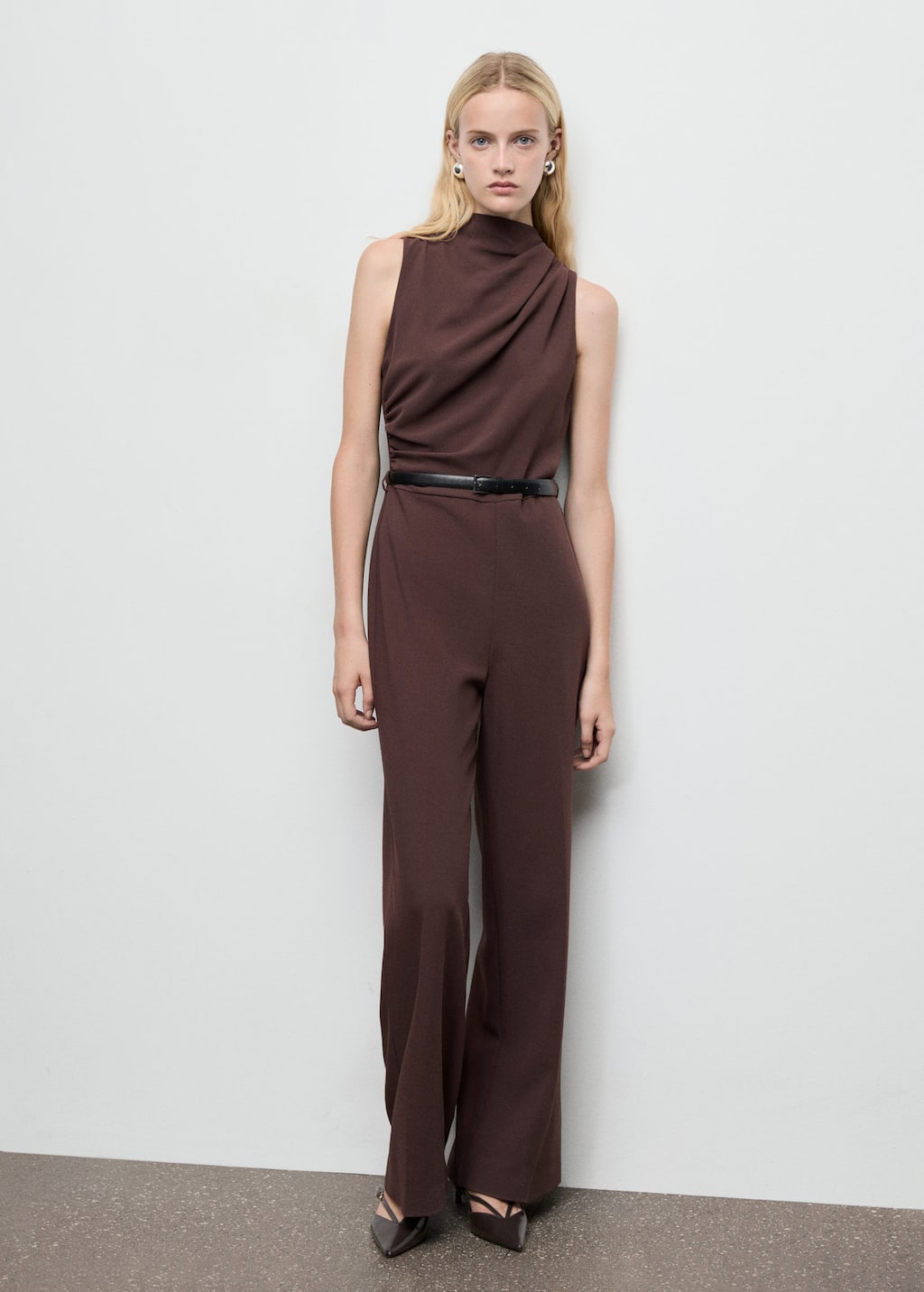 Mango Combinaison Col Bénitier Ceinture Chocolat - Femme - 1xl - In Brown
